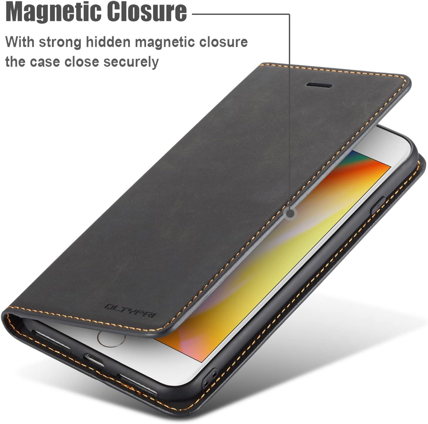 QLTYPRI Case for iPhone X iPhone XS Premium PU Leather Cover TPU Bumper with Card Holder Kickstand Hidden Magnetic Adsorption Flip Wallet Case Cover for iPhone X iPhone XS - Image 5