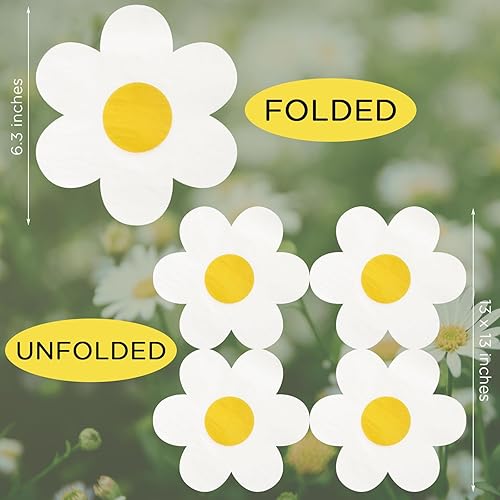 Miniatura 2 de Honoson 100 servilletas de papel con margaritas estilo bohemio, diseño de margaritas hippie, desechables, para cóctel, almuerzo, cena, para