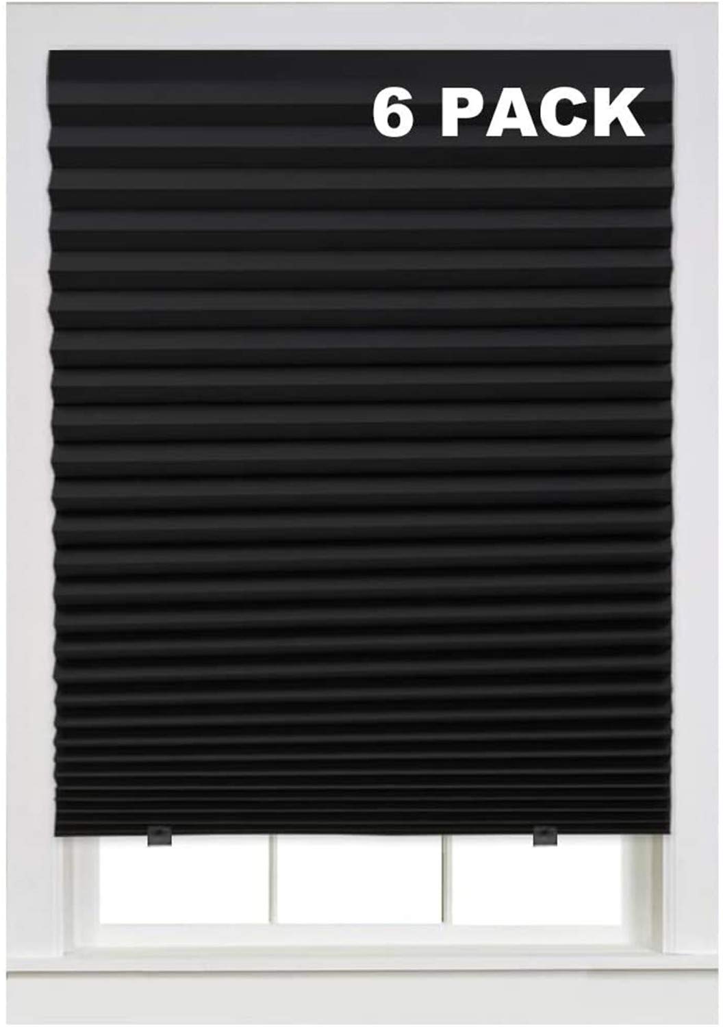 Store temporaire sans fil en tissu plissé blanc 91x183 cm pour filtrer la lumière Lot de 6