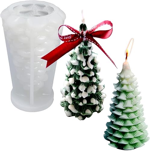 Miniatura 12 de Molde de Árbol de Navidad para Velas, Molde de Árbol de Pino 3D de Silicona para Hacer Velas Aromaterapia Cera Resina Epoxy para Jabón Fiesta de 02