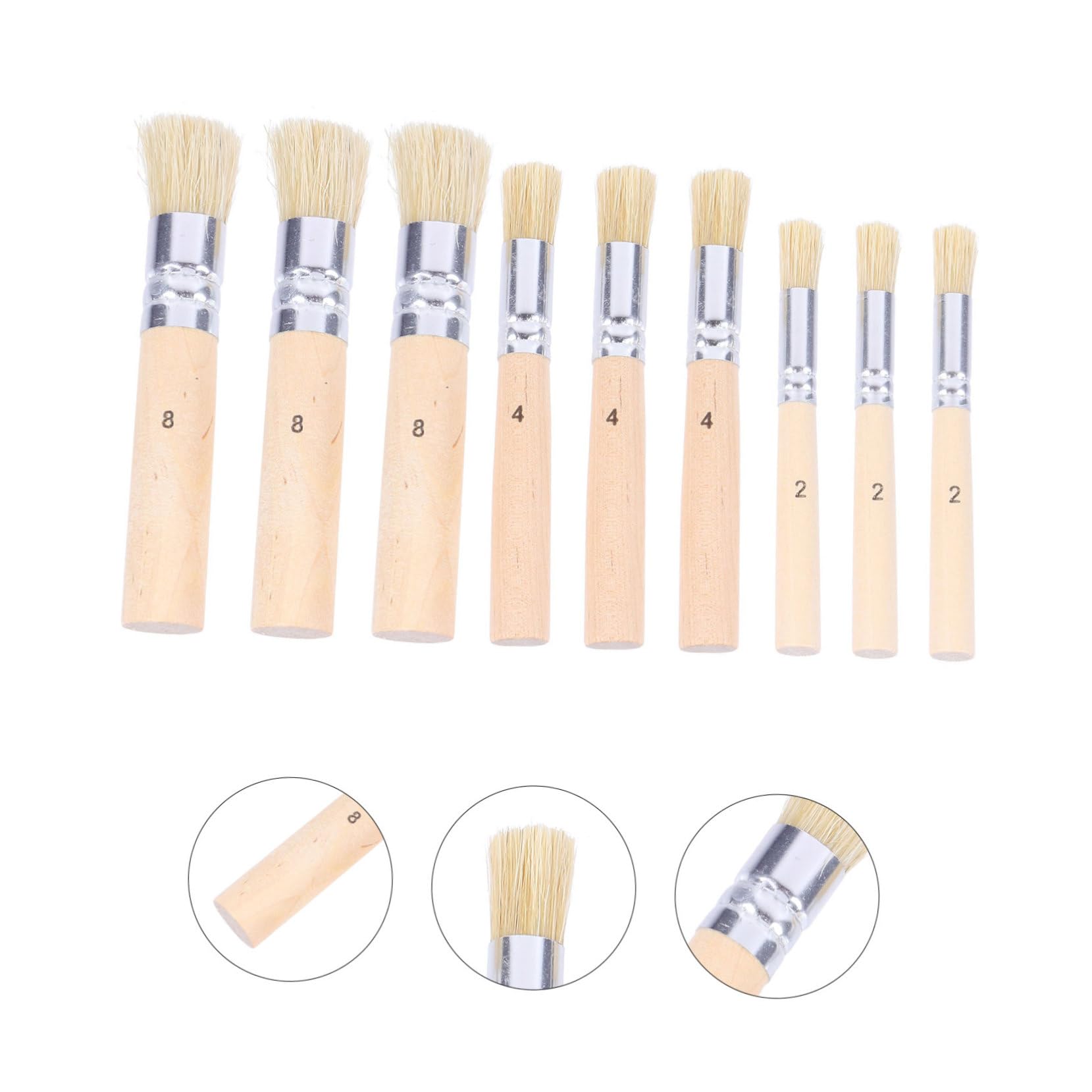 Operitacx Set Di 9 Pennelli Per Stencil Versatili Con Manico in Legno Di 5 Misure Ideali Per Pittura A Acrilico Acquerello Perfetti Per Bambini E Adulti.