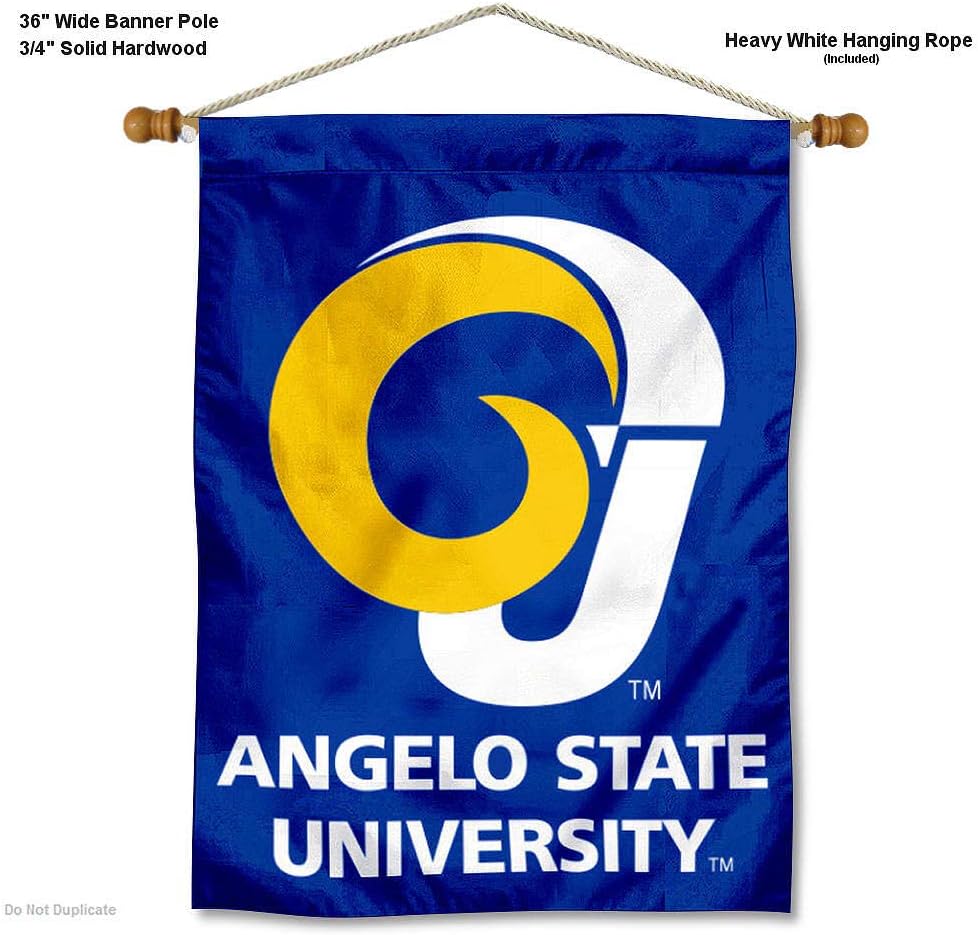 College Flags & Banners Co. Angelo State Rams House Flag and Wood Banner Pole Set