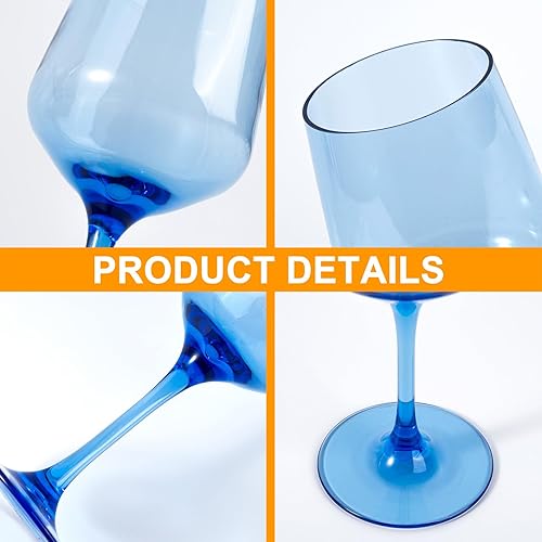 Miniatura 3 de KOXIN-KARLU Vasos de vino irrompibles clásicos de 18 onzas, vasos de plástico con tallo de acrílico multiusos, juego de 8, multicolor