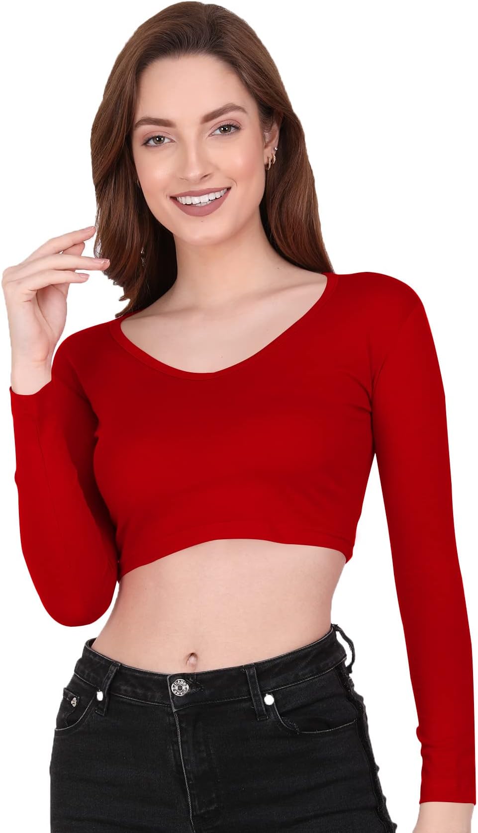 THE BLAZZEWomen 1109 V Neck Crop Top