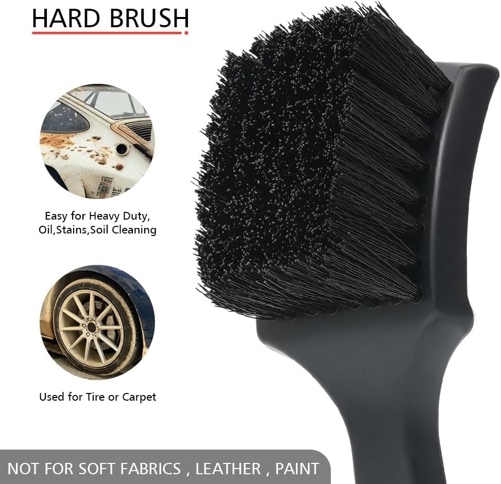 Image of Car Wheel & Tire Brush Set, Wheel Cleaner Brush, Soft & Stiff Bristle Cleaning Brush,Wheel Brushes for Cleaning Wheels,Rim Brush for Car Body Exterior Surface, Carpet, Truck, SUV, RV, Motorcycle-2PCS