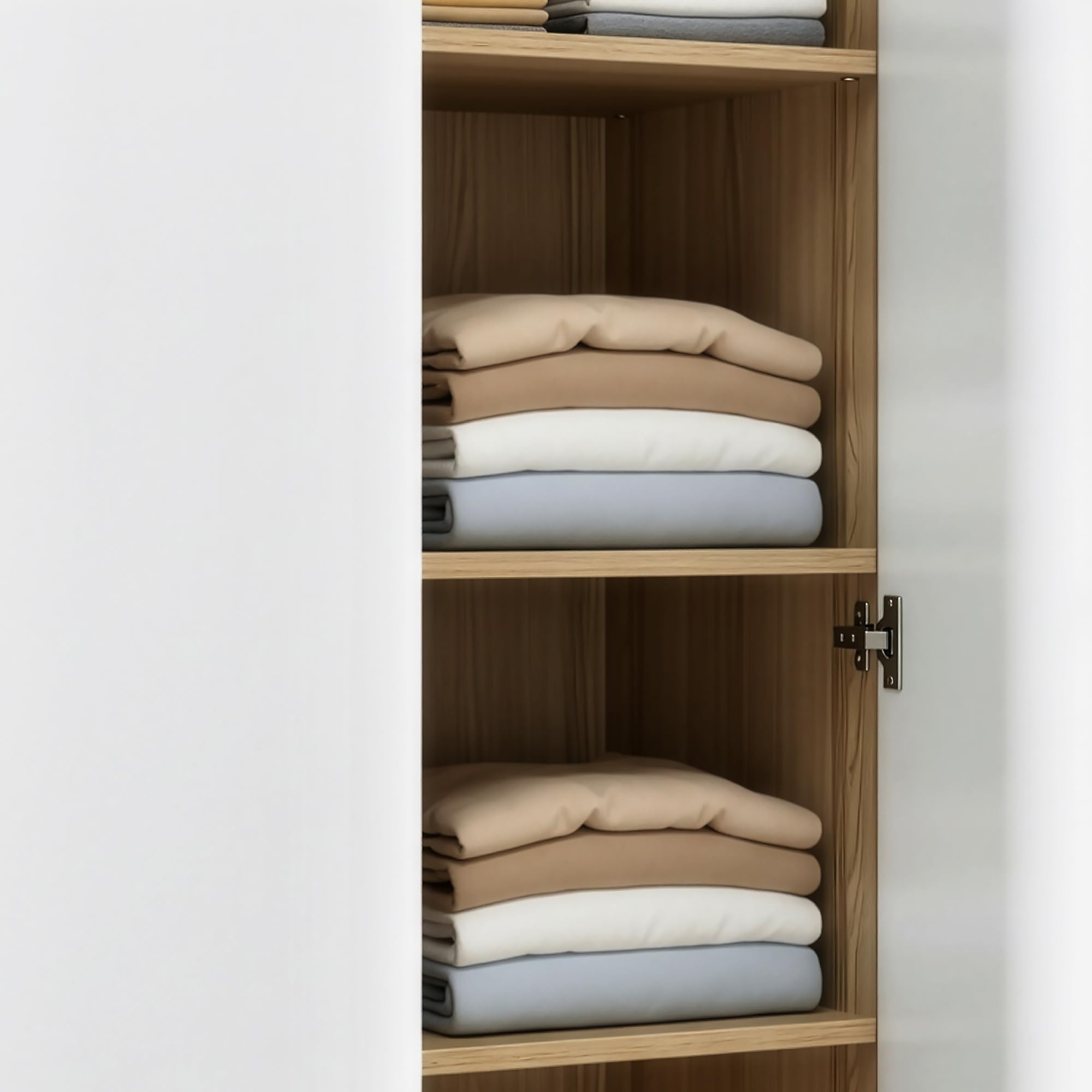 [en.casa] Armario Ropero Bastheim Práctico Armario Dormitorio con 4 Puertas 1 Perchero 6 Compartimentos 2 Cajones Fácil de Limpiar MDF 176 x 80 x 52 cm - Efecto Roble y Puertas Blancas