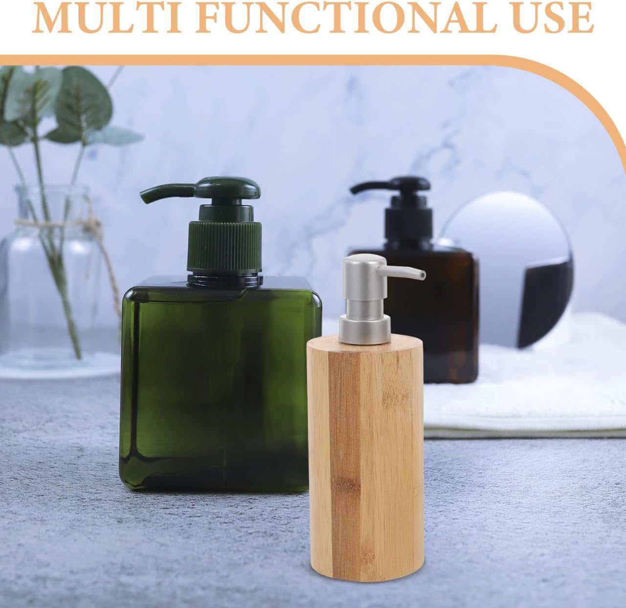 Bathroom Countertop Lotion Dispenser Press Type Pump Bottle for Shampoo Liquid Soap and Hand Lotion Refillable with Durable Base 8.07X2.75X2.75In for Kitchen and Bath