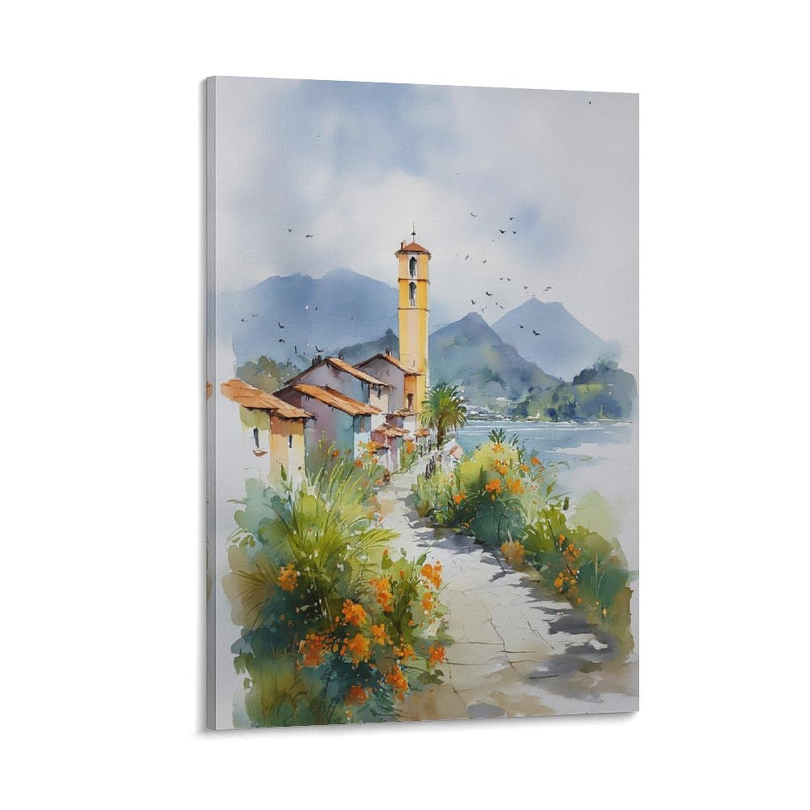 Lcynnh Frame-Style Nicaragua Watercolor Painting_ Vintage Travel Poster Art 24X36inch(60X90cm) Vintage Watercolor Canvas Art