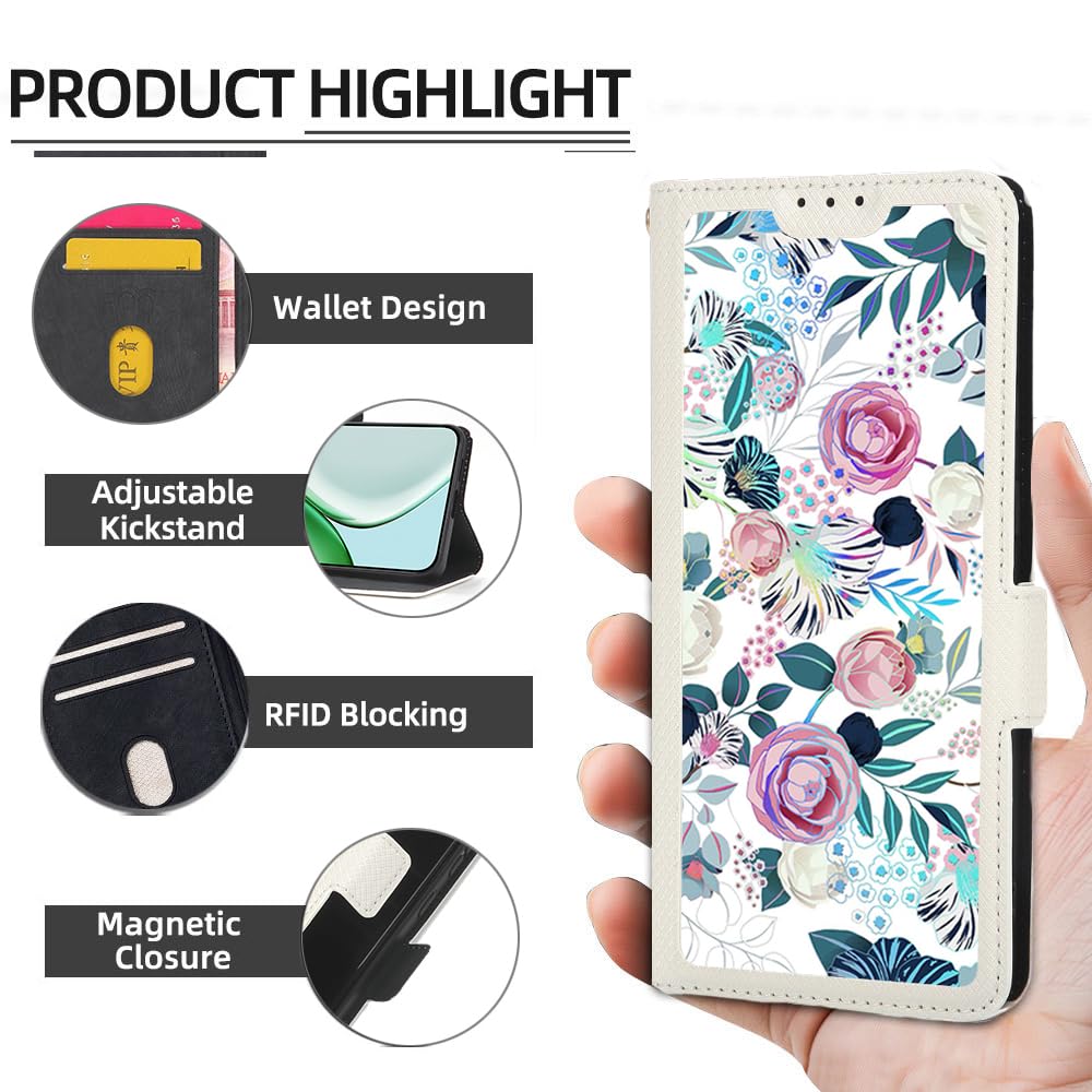 Case Compatible for Kalley Black 3 Phone Case Flip Cover [with Tempered Glass Screen Protector][RFID Blocking][Colorful Reflect Light] LPT-HUA3