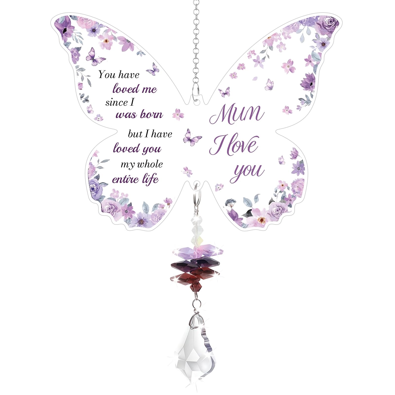 Kideerly Birthday Gifts For Mum, Crystal Suncatcher, Mums Gifts From Daughters & Sons, for Grandmother & Granny, Gift for Mummy Valentine's Day, Mummy Day, (Mum-B)