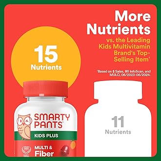 SmartyPants Kids Multivitamin & Fiber Gummies: Prebiotic Fiber to Support Kid...