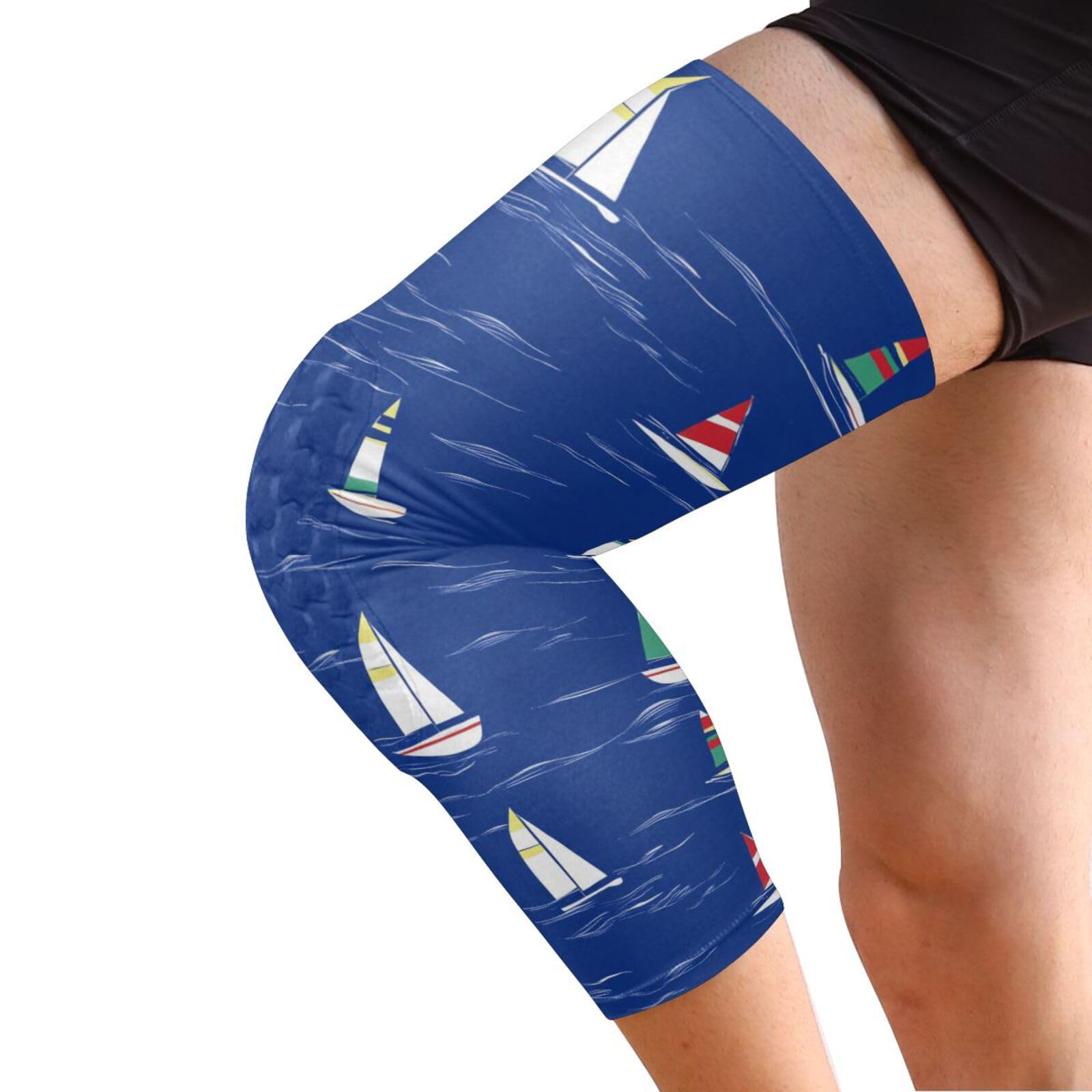 JUNZAN Navy Cartoon Sailboats Basketball Knee Pads for Youth Kids Wrestling Knee Pads with Sleeves Sport Kneepads for Volleyball Football