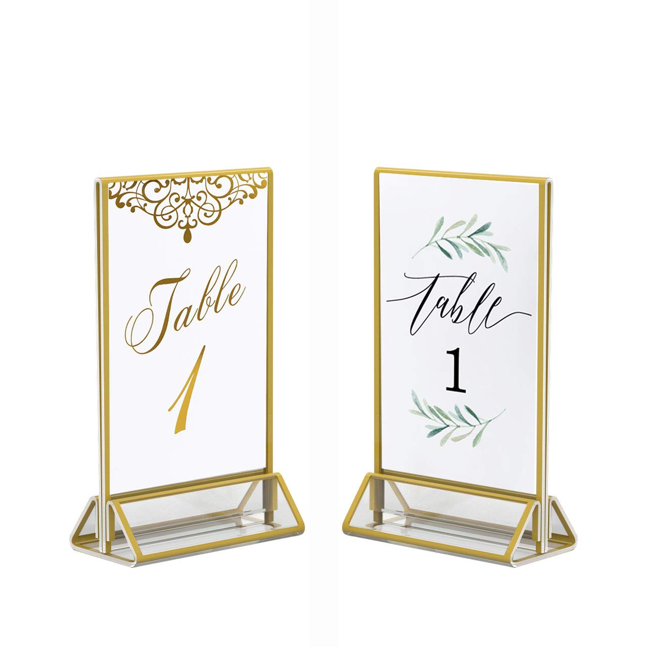 6Pack A5 Clear Acrylic Sign Holder with Gold Borders and Vertical Stand