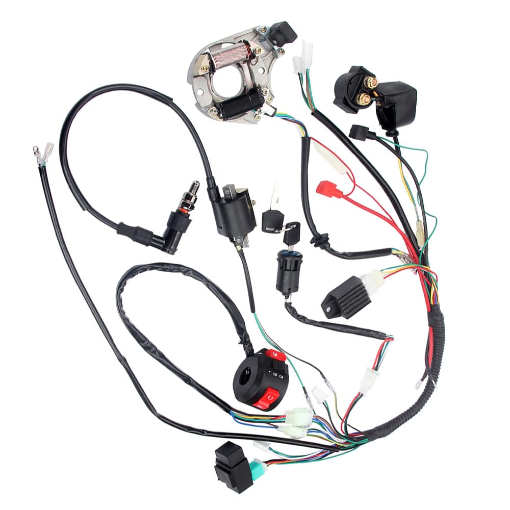 MASO - Assemblaggio di cablaggio elettrico, set di fili CDI per Dirt Bike cinese ATV QUAD 50/70/90/110CC 125, kit di cablaggio della bobina di accensione CDI