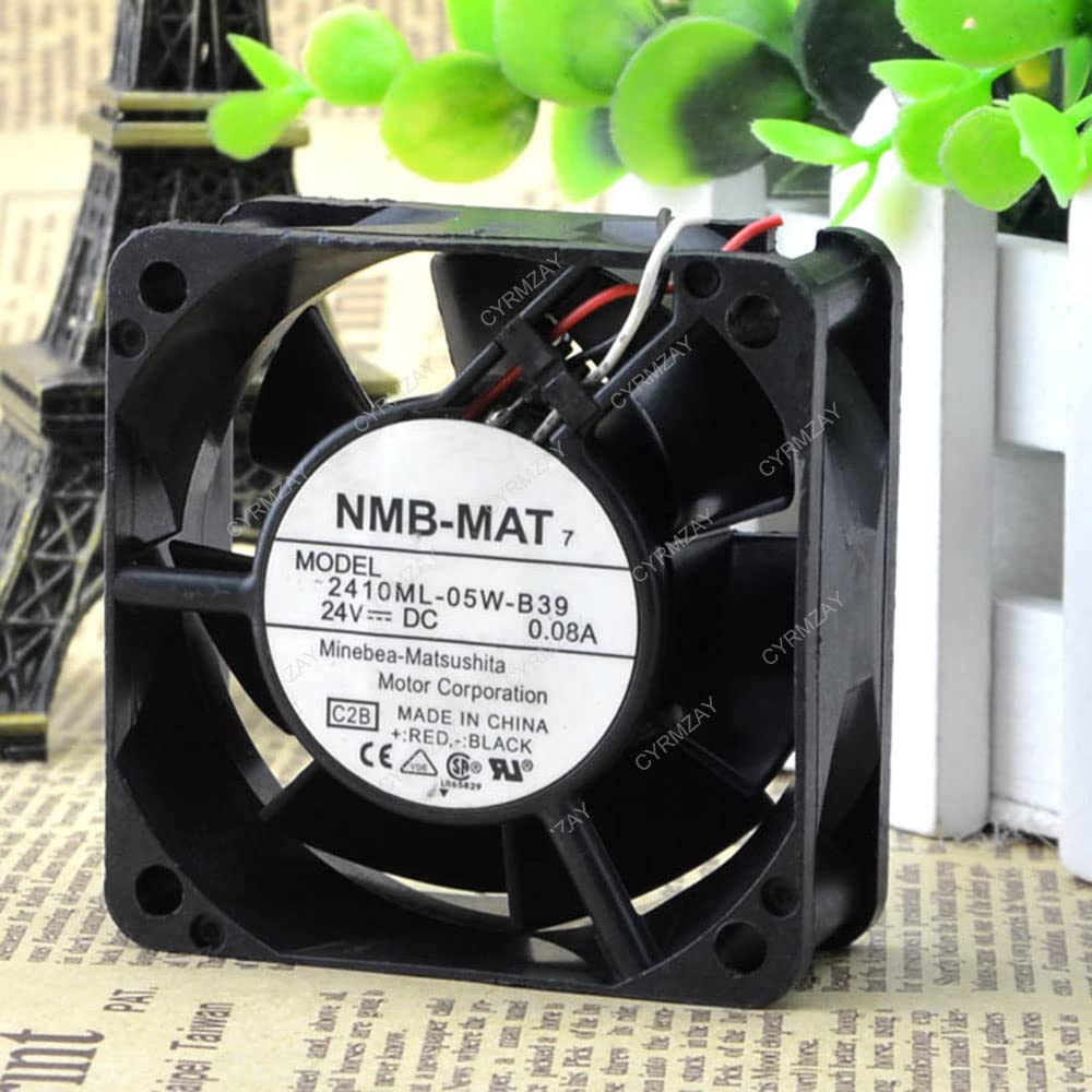 CYRMZAY Ventilador Compatible para NMB-MAT 2410ML-05W-B39 24V 0.08A 60x60x25mm 6025 3-Wire cooling Ventilador