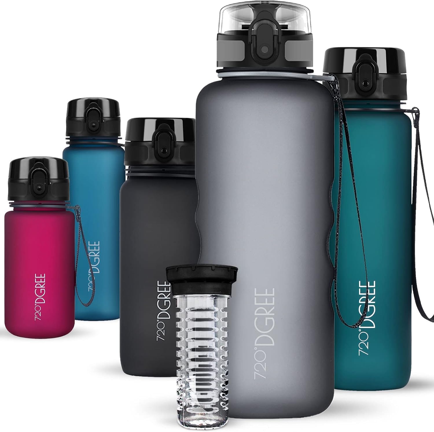 720°DGREE Botella Agua 1 Litro “uberBottle“ - Tamiz-Fruta, softTouch - Sin BPA, Prueba de Fugas, Reutilizable - Cantimplora, Water Bottle ideal para Deporte, Fitness, Gimnasio, Senderismo, Ciclismo — view 43