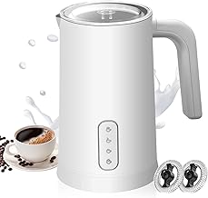 Milk Frother-Rocyis 4 in 1 Electric Milk Forther and Steamer-Coffee Frother, 8.4oz Hot/Cold Foam Maker, Automatic Milk Warmer Frother for Latte,Cappuccino,Hot Chocolate, House Warming Gift, White