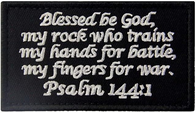 Tactical Psalm 144:1 BNW Patch Combat Badge Morale Applique Embroidered Fastener Hook & Loop Emblem