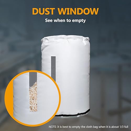 Miniatura 6 de POWERTEC Bolsa colectora de polvo, 20 pulgadas de diámetro x 30 pulgadas, bolsa inferior de recolección de polvo con ventana transparente y