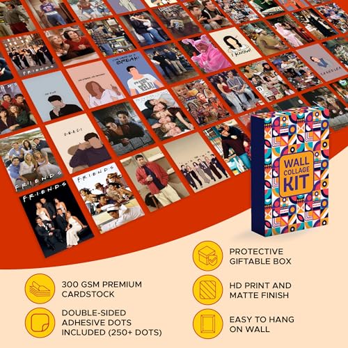 Image of CodersParadise Friends Inspired Wall Collage Kit - 54 Premium 4x6 Inch Aesthetic Posters for Bedroom, Dorm & Living Room Decor with Glue Dots Included