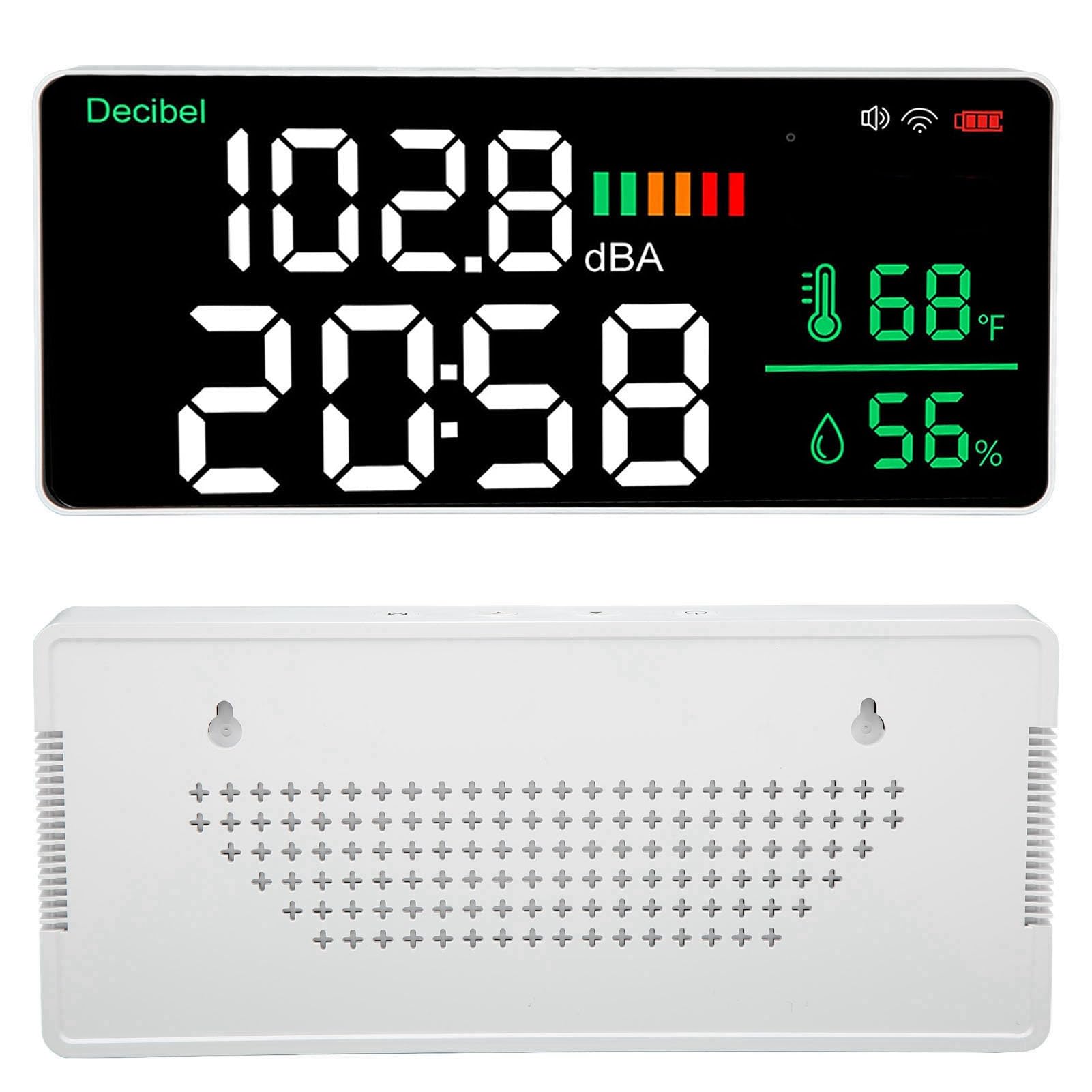 Lazmin112 Medidor de Decibelios lideró de 11 Pulgadas Con Wifi, Medidor de Ruido, Termómetro, Reloj Higrómetro para la Aplicación