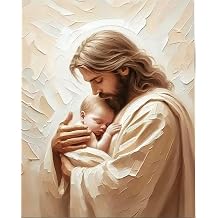 Kerio 5D DIY Diamond Art Painting Kits Full Round Drill Diamond Painting Kits for Adults Jesus Carrying Baby, 12X16 Inches