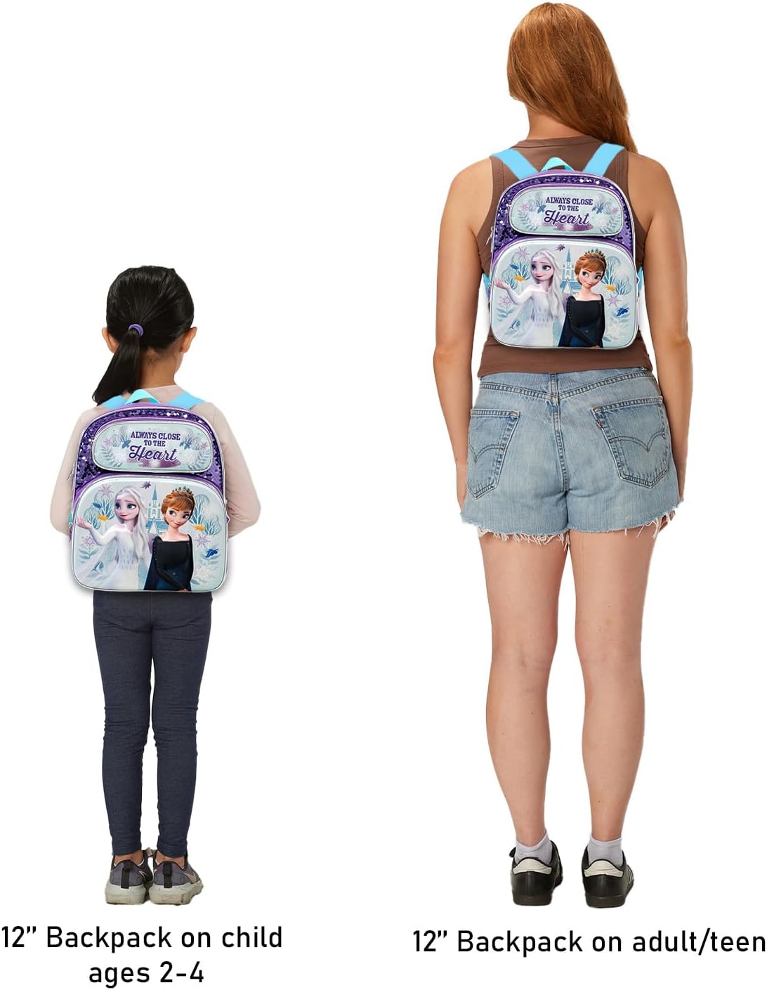 Disney Frozen Mini Backpack for Girls - Bundle with 12” Canvas Elsa and Anna School Bag with Water Bottle, Stickers, More | Frozen Backpack Purse Set for Kids