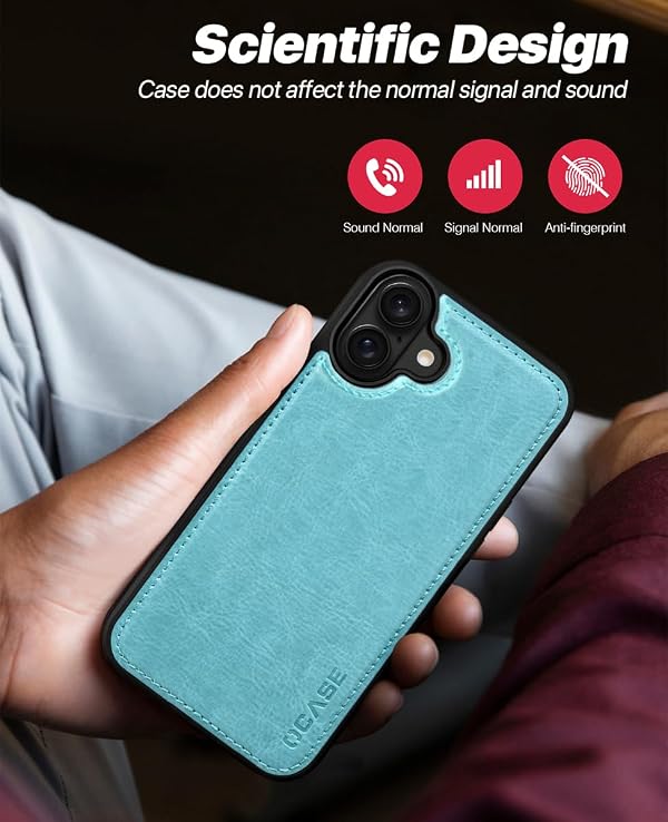 OCASE for iPhone 16 Case Detachable Wallet Case with Card Holder, 2 in 1 Pu Leather Flip Folio with RFID Blocking Stand Wrist Strap Shockproof Phone Cover 6.1 Inch 2024, Ice Blue by OCASE - Used condition - Image 9