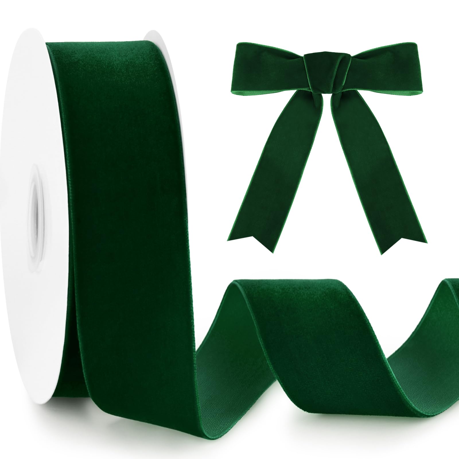 KINGLAKE 38mm Dark Green Velvet Ribbon for Gift Wrapping, 10 Yards Thick Ghristmas Ribbon for Xmas Tree Decoration, Hair, Bows Making, Crafts