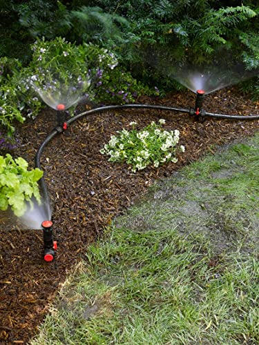 Gardeners Supply Company Snip-n-Spray Garden & Landscape Sprinkler System | Adjustable Outdoor Garden Irrigation System with 50 ft Hose, 3 Rotor Sprinklers, 3 End Caps, 1 Hose Coupler & 1 Y-connector