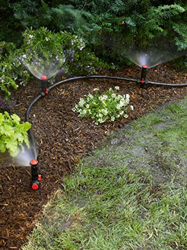 Gardeners Supply Company Snip-n-Spray Garden & Landscape Sprinkler System | Adjustable Outdoor Garden Irrigation System with 50 ft Hose, 3 Rotor Sprinklers, 3 End Caps, 1 Hose Coupler & 1 Y-Connector