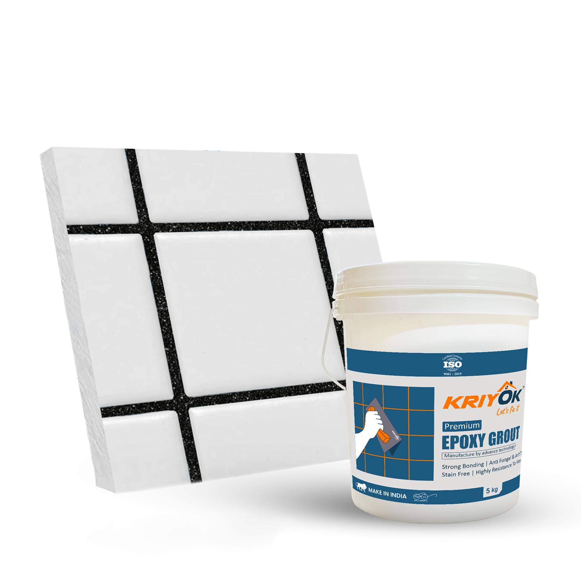 KRIOK Premium Epoxy Grout - Durable, Stain Free Tile Grout | Silver Glitter Tiles Epoxy Grout (Black - 5 Kg) (B0CLV6537W) Amazon Price History, Amazon Price Tracker