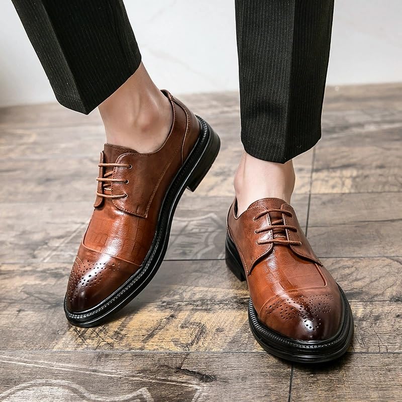 Mens Lace-Up Leather Dress Shoes Business Formal British Style Wedding Groom Oxford Office Footwear2