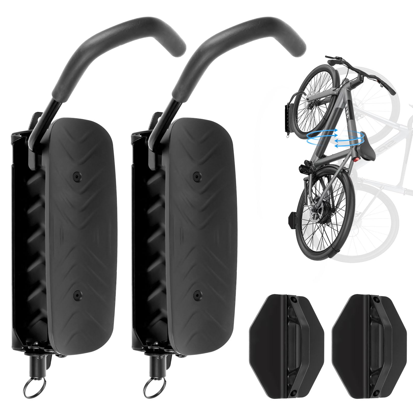 Supporto Parete Bicicletta Verticalmente Girevole Portata 30kg Gancio Bici Muro per Garage MTB