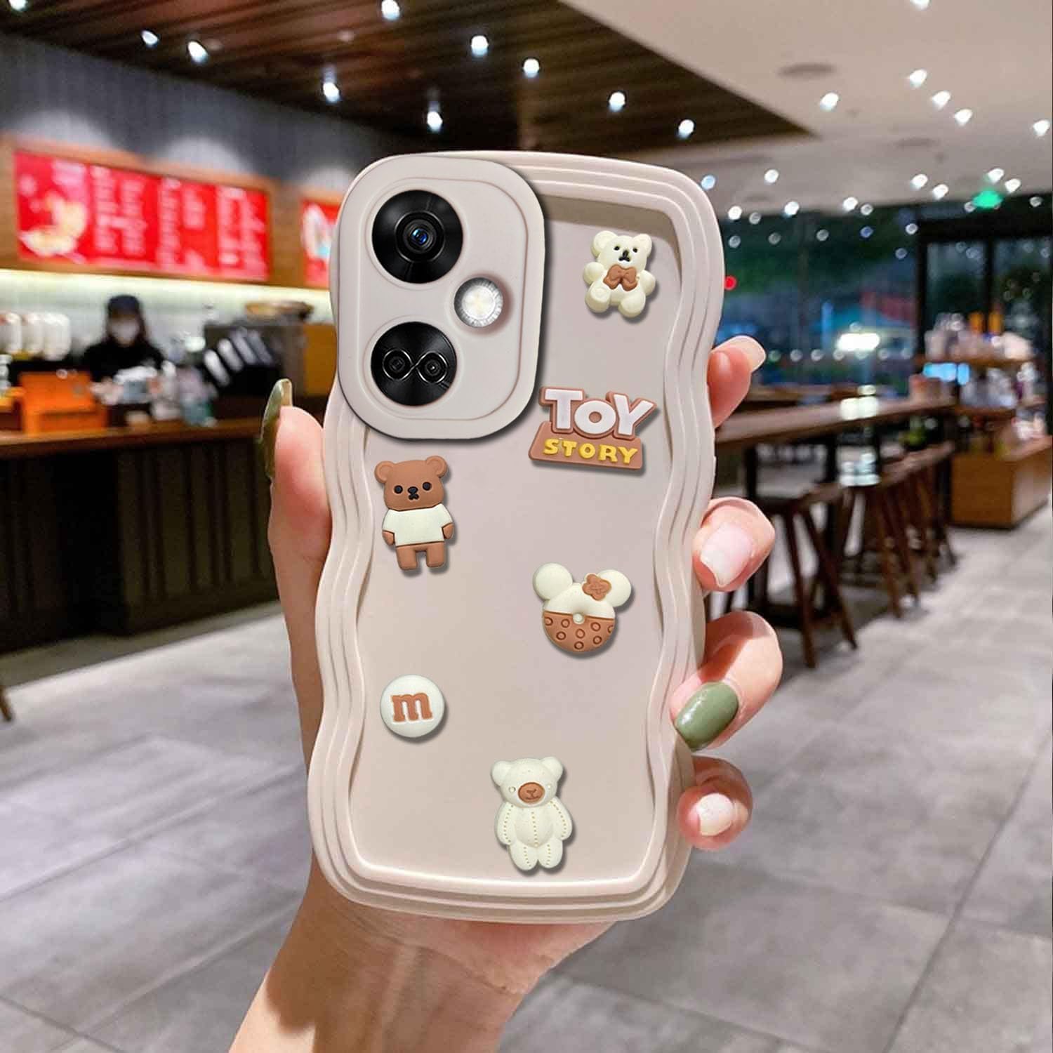 KC Back Cover for Oneplus Nord CE 3 5G - 3D Cute Curly Wave Cartoon Characters and Donut Shockproof Soft Bumper Silicone Case with Camera Protection (Off-White) (B0CLJLHF7W) Amazon Price History, Amazon Price Tracker