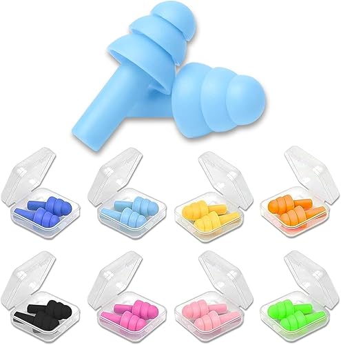 Tapones para los oídos para dormir, 8 pares de tapones de silicona con cancelación de ruido para dormir, nadar, ronquidos, conciertos