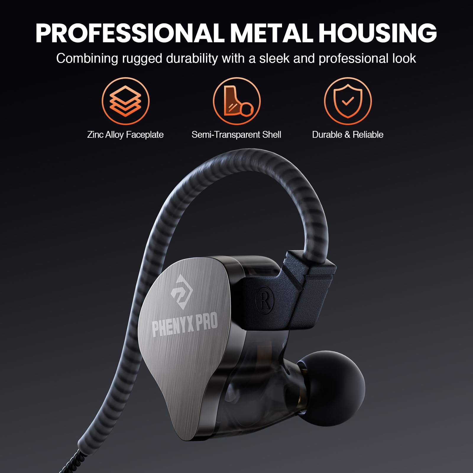 Phenyx Pro Auricolari in-ear con doppio driver ibrido PME-20 | Stereo IEM con isolamento acustico, cavo staccabile a 2 pin, design anti-groviglio, cantanti, musicisti, videogiochi