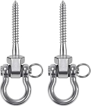 BeneLabel Heavy Duty Swing Hangers - Set of 2 Stainless Steel Screw Brackets for Indoor & Outdoor Hanging Chairs, Swings, Hammocks, Punching Bag - Innovative 2 in 1 Design - 1800LB Capacity