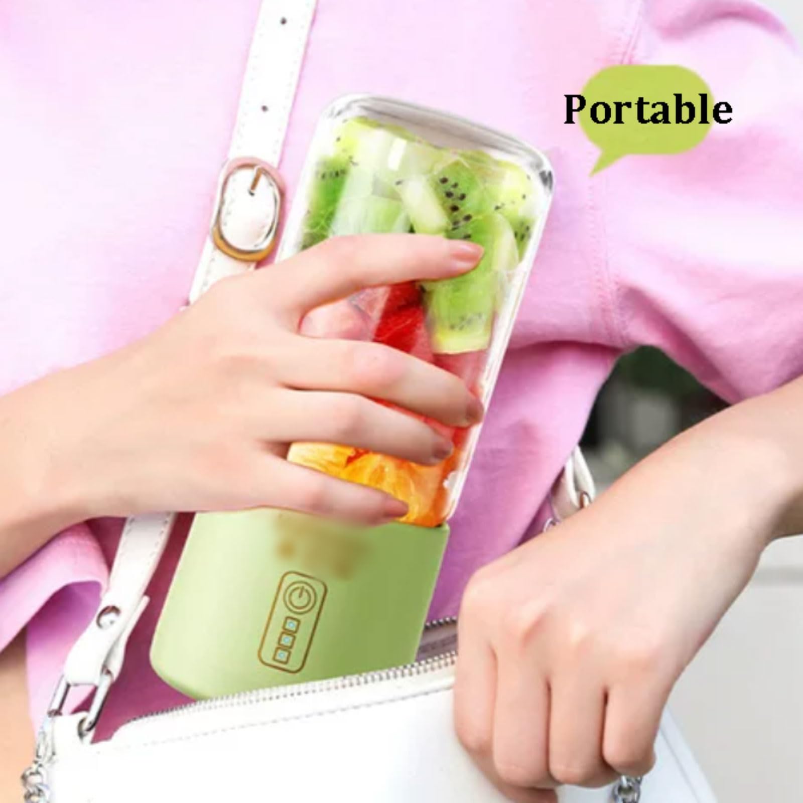 Potężny szklany przenośny blender z zapasowym kubkiem 10-ostrzowy osobisty sokowirówka USB-C akumulator do kuchni biura podróży kompaktowy (bladoczerwony)