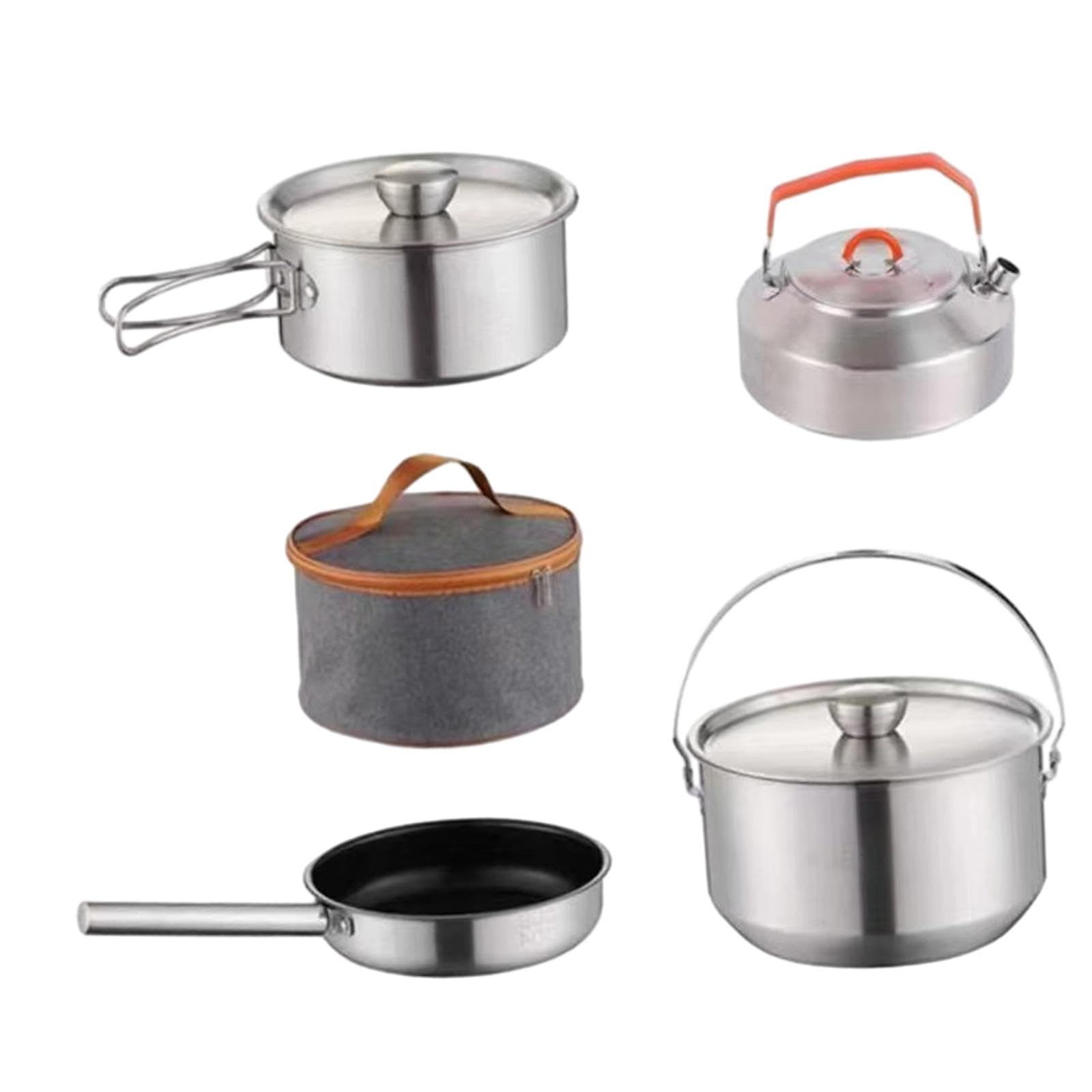Enakshi (LABEL) Creations Camping Cookware Kit Stainless Steel Backpacking Survival Dinner Cooking Set Steel HandleSporting Goods|Outdoor Sports|Camping & Hiking|Camping Cooking Supplies|Camping