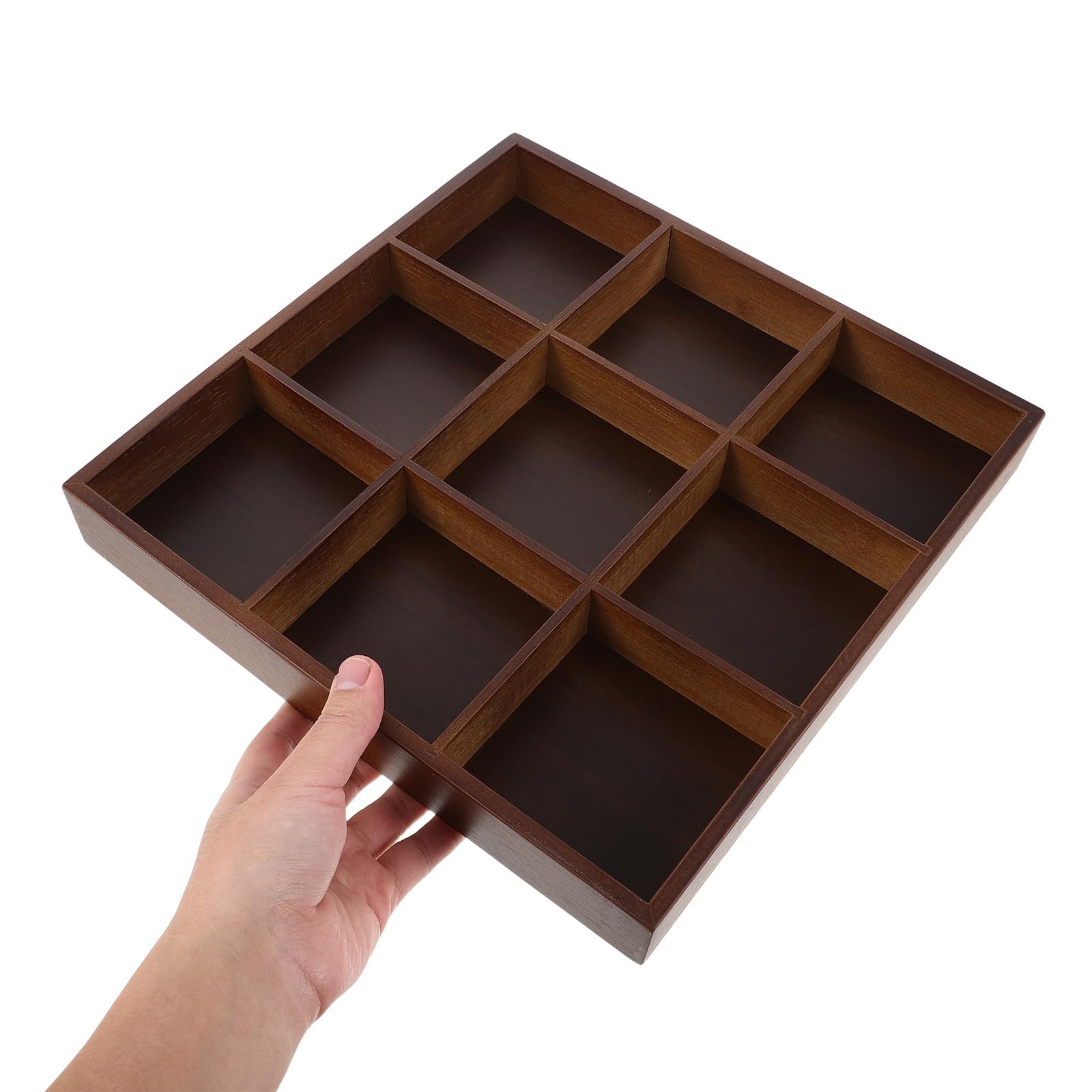Plateau de Service en Bambou à 9 Compartiments pour Légumes | Séparation des Aliments, Usage Maison ou Restaurant, Design Élégant Divisé, Format Portable