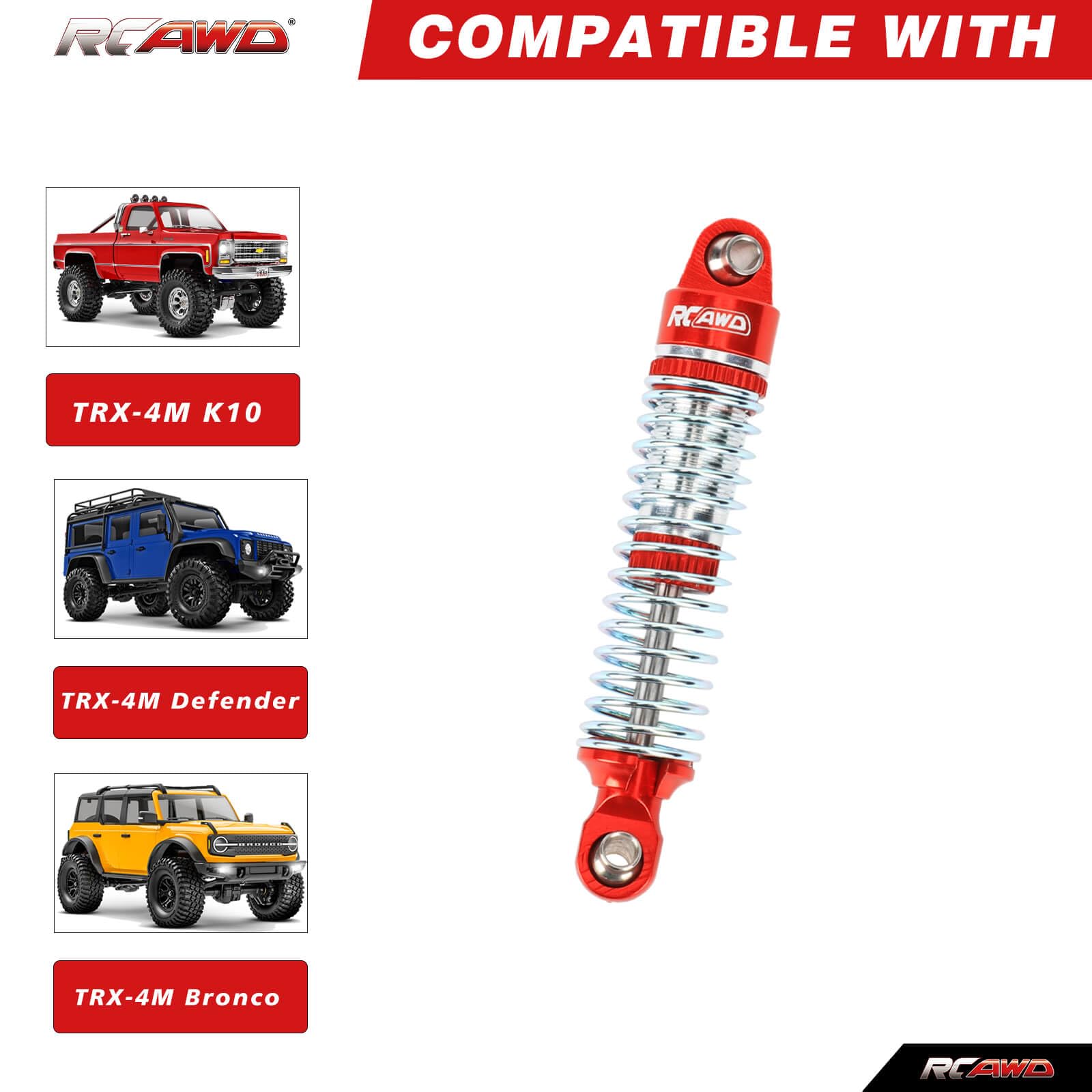 Aluminum Shock Absorber Set (4Pcs) For TRX4M 1/18 RC Crawler - Upgrade Parts In Red - View #3