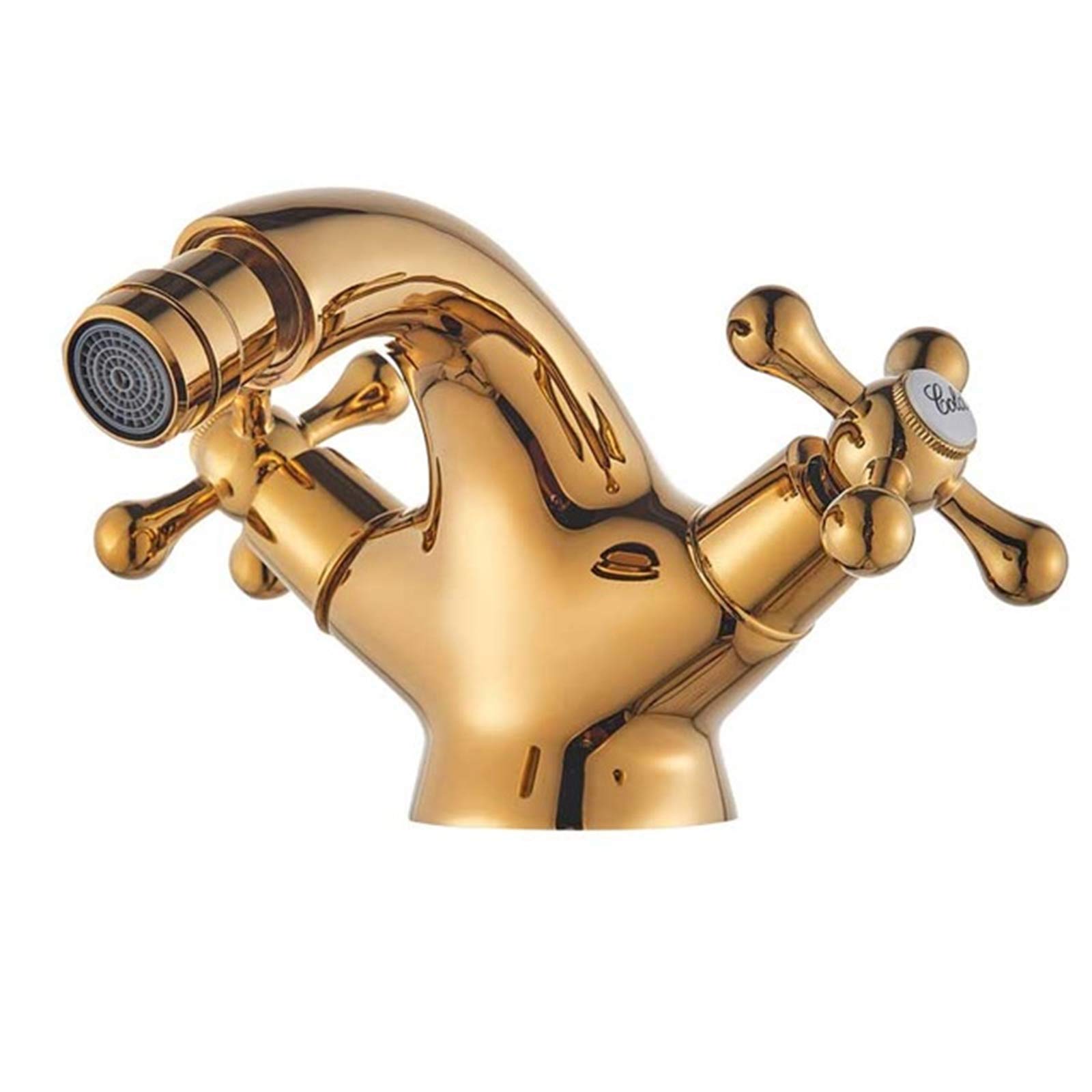 Robinet de bidet doré à deux poignées mitigeur de lavabo monotrou pivotant