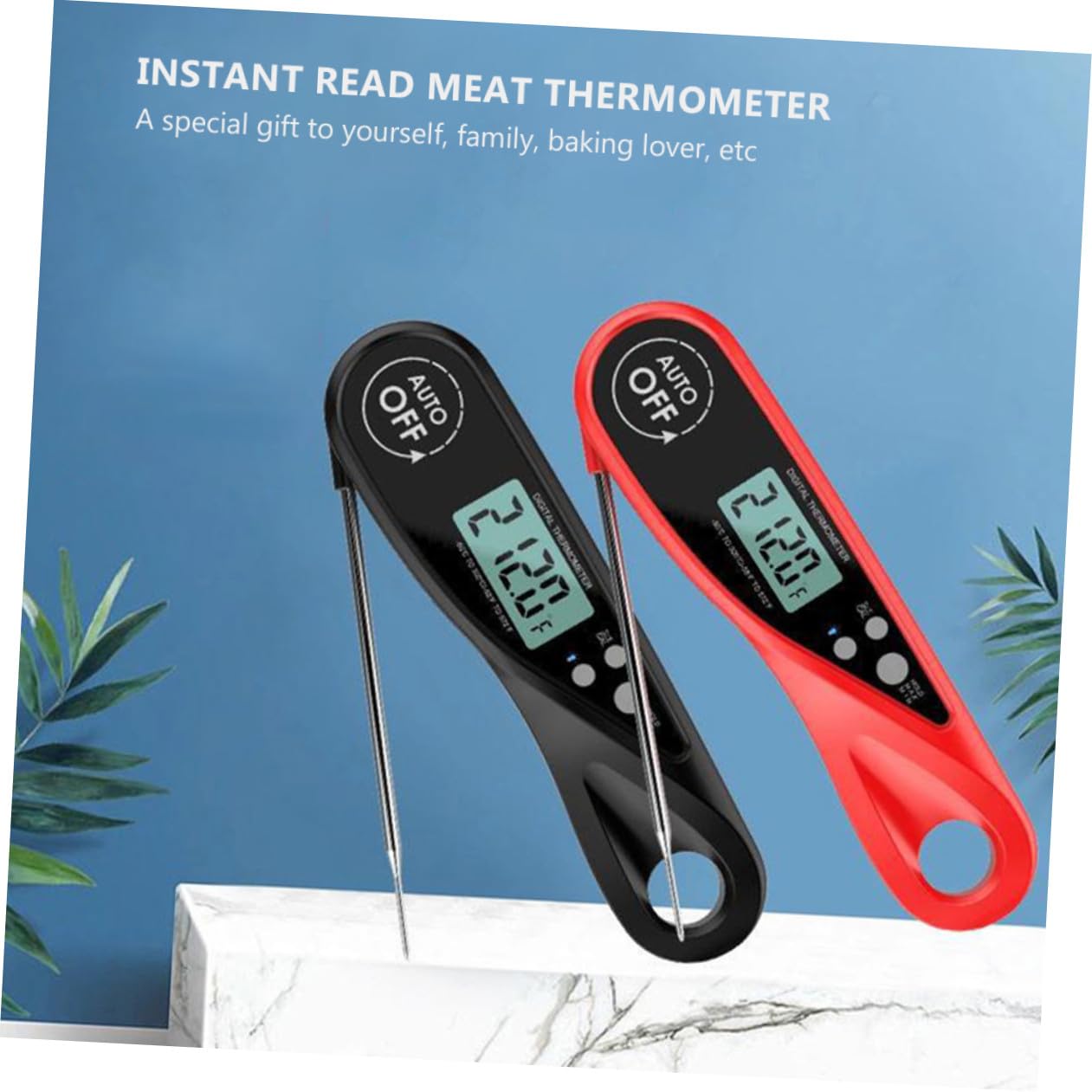 Cabilock 2stücke Fleischthermometer Mit Sofortablesung Faltbarem -sensor Für Grillen Kochen Und Backen Schwarz