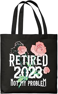 Coworker Retiring Gift For Women Retired 2023 Not My Problem Black Canvas Tote Bag