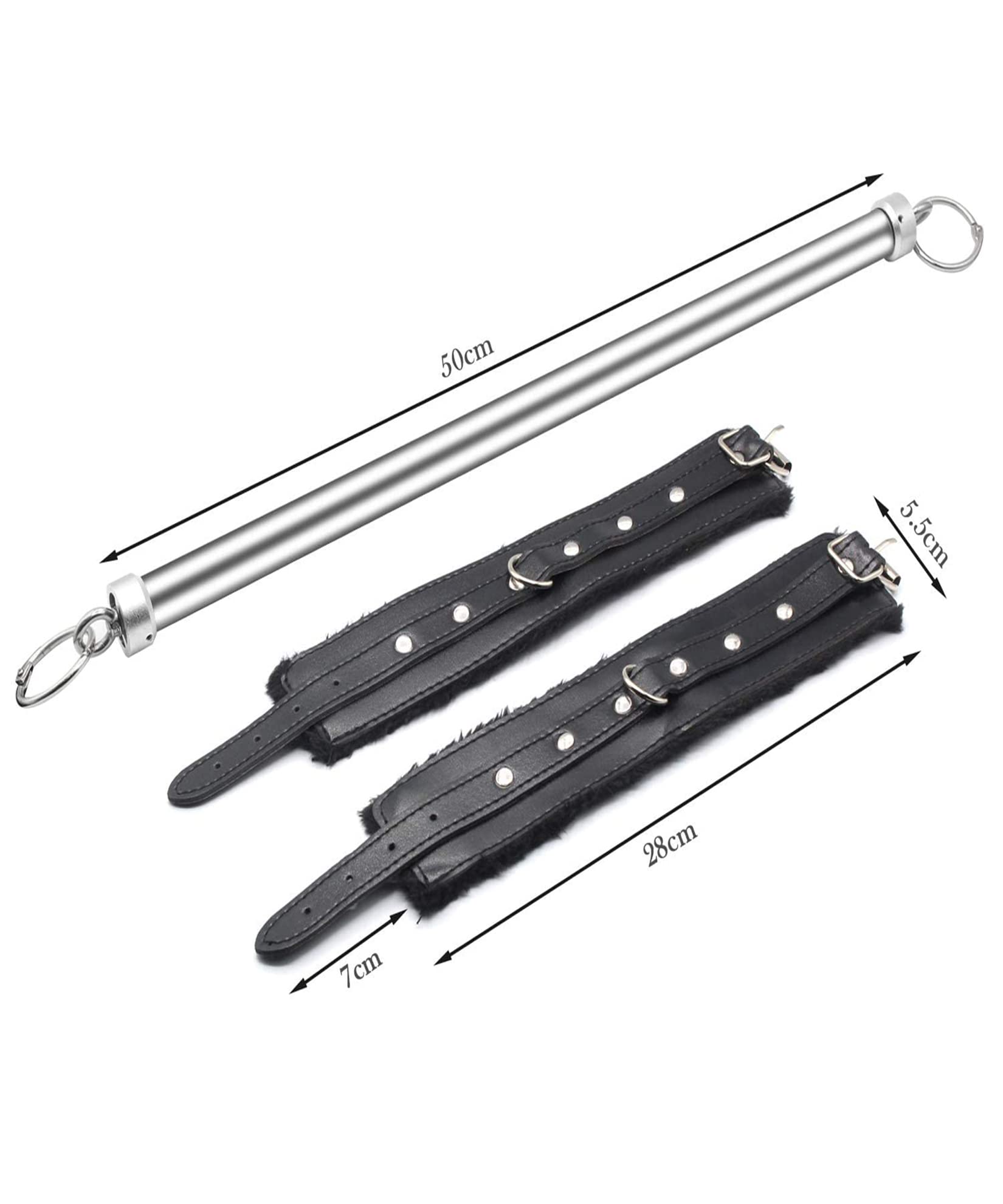 BAOMAZ4 Bondage Barra Separadora de Metal Erótica Ajustable con Juguetes Sexuales BDSM Juego de Bondage Sexual Erótico Puños de Tobillo los Pies Barra Separadora de Piernas Bondage de 50 cm