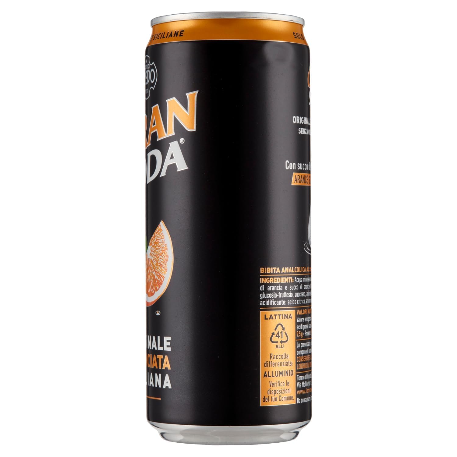 Italian Gourmet Aranciata Italiana Orangensoda Dose spritzig, 48 x 330ml | con arance siciliane, fruchtig-perlend; analcolica, gekühlt servieren, Gesamtnettogewicht 15,84 L + Kostenlos Polpa 400g