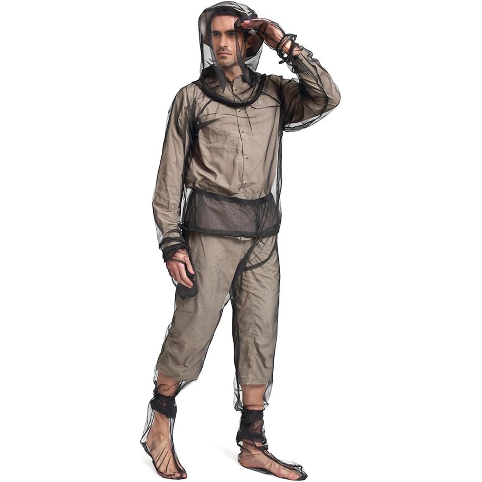 Lixada Combinaison d'Apiculture De Anti Moustique Maille Ultra Legere Insecte Tout Le Corps Vêtements à Capuchon avec Manteau Vêtements de Protection Homme Femme