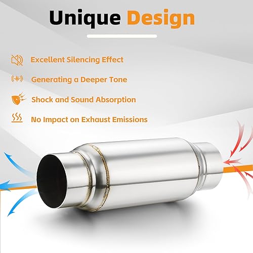 Miniatura 6 de Resonador de escape de 3 pulgadas, entrada A-KARCK de 3 pulgadas, salida de 3 pulgadas, salida de 12 pulgadas, silenciador de longitud total,