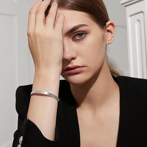 Miniatura 3 de LuxglitterLin Pulsera de identificación de alerta médica grabada con láser, de acero inoxidable, joyería de 7.7 a 8 pulgadas, Metal, Cristal